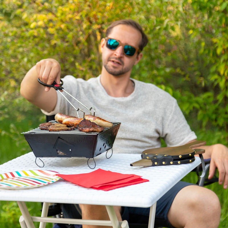 Ventes Barbecue de camping portable pique nique en acier grill pliable extérieur HxlxP: 12 x 25 x 25 cm, noir déstockage - -1