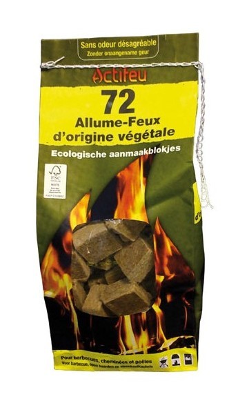 Ventes ACTIFEU - Allume-feu écologique en bois compressé - lot de 72 déstockage - -0