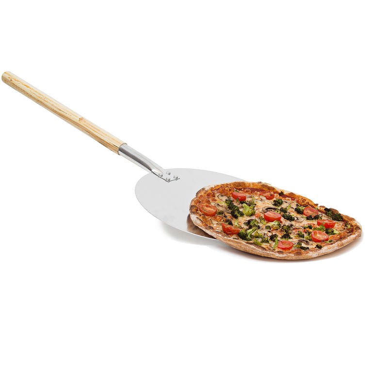 Ventes Pelle à pizza gâteau rond Ø 30,5 cm en métal avec manche en bois 79 cm de long Plateau cuisine déstockage - -0