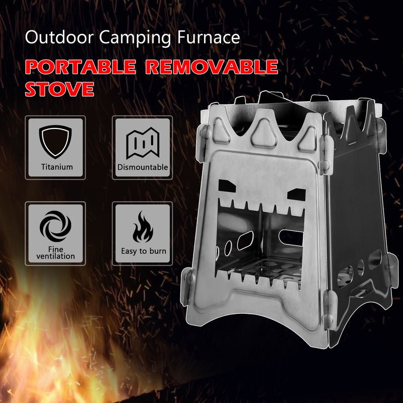 Ventes Exterieur Titanium Portable Camping Four Pique-Nique Ultraleger Pliante Cuisine Amovible Poeles déstockage - -4