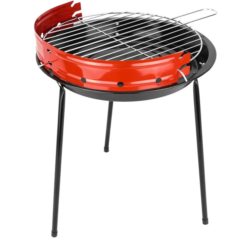 Ventes PrimeMatik - Barbecue à charbon de bois de 33 cm avec pattes BBQ grille pour jardin et camping déstockage - -3