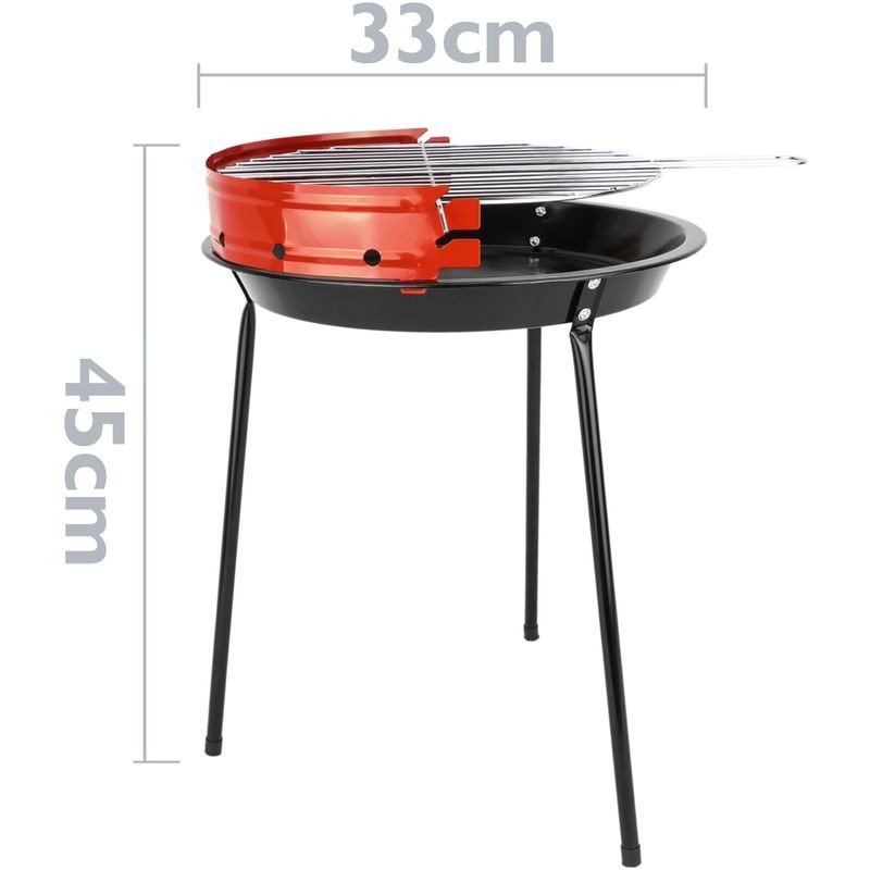 Ventes PrimeMatik - Barbecue à charbon de bois de 33 cm avec pattes BBQ grille pour jardin et camping déstockage - -2