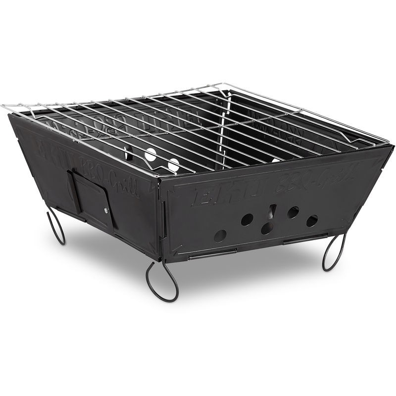 Ventes Barbecue de camping portable pique nique en acier grill pliable extérieur HxlxP: 12 x 25 x 25 cm, noir déstockage - -0