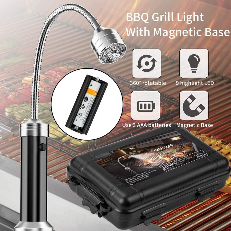 Ventes Lampe pour Barbecue Lot de 2 Lumières LED de Gril BBQ avec Base magnétique Rotation à 360 Degrés Flexible Réglable pour Barbecue, Camping, Fête, Extérieur déstockage - -2