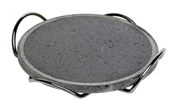 Ventes Plaque de cuisson ronde diam 26 cm en pierre de lave avec fond en chrome déstockage - -0
