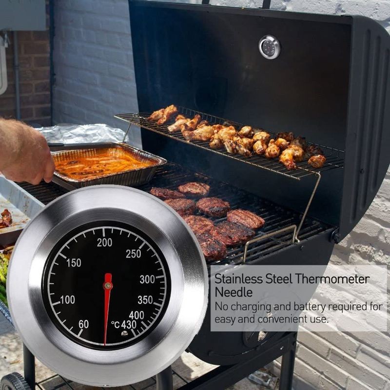 Ventes BBQ Thermomètre pour Tous Les barbecues, Fumoir, Fumoir et Barbecue Chariot, Analogique, Accessoires - Noir déstockage - -4