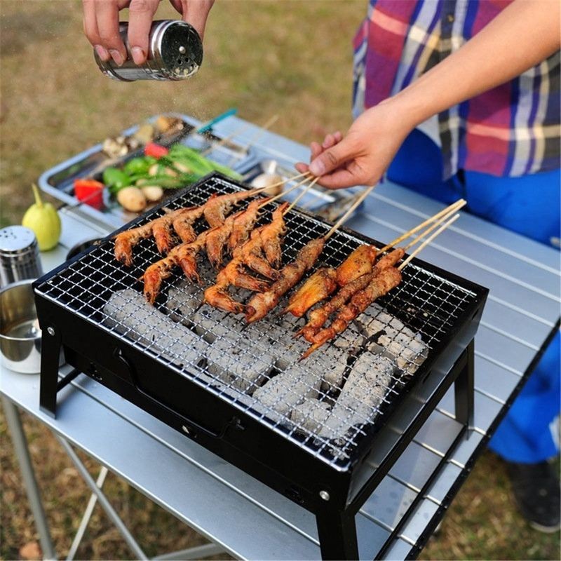 Ventes Barbecue Barbecue Grill Po¨ºle ¨¤ charbon portable pliant avec poign¨¦es Mini ext¨¦rieur déstockage - -4