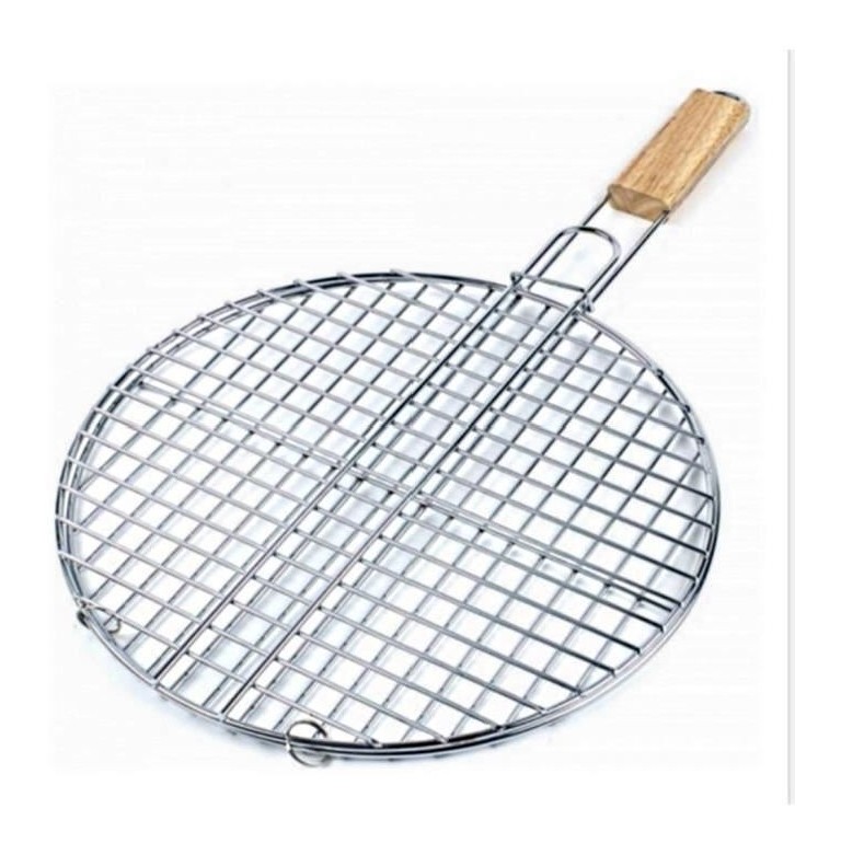 Ventes Double grille barbecue ronde - D 40 x H 66 cm - Métal chromé déstockage - Ventes Double grille barbecue ronde - D 40 x H 66 cm - Métal chromé déstockage