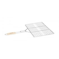 Ventes Double grille rectangulaire quadrillée pour barbecue - 30 x 40 cm - Métal chromé déstockage