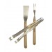 Ventes Set pince + fourchette + spatule inox et bois Cook'In Garden déstockage - 0